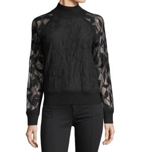 Rag & Bone Sofia Mock Neck Lace Sweater SZ S